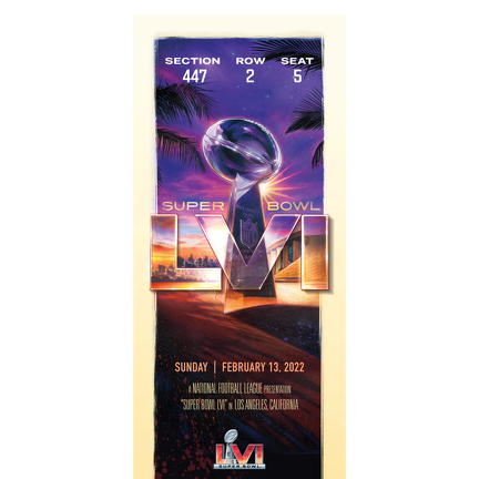 NFL Super Bowl LVI Virtual Commemorative Ticket Front